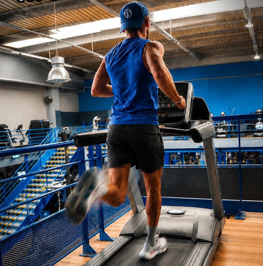 Julien Segretain en entraînement sur un tapis de course